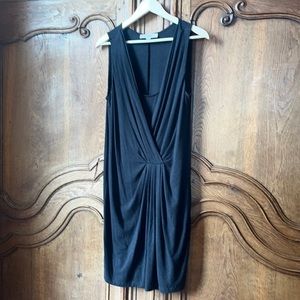 Ann Taylor Loft Heather Charcoal Gray Draped Sleeveless Dress